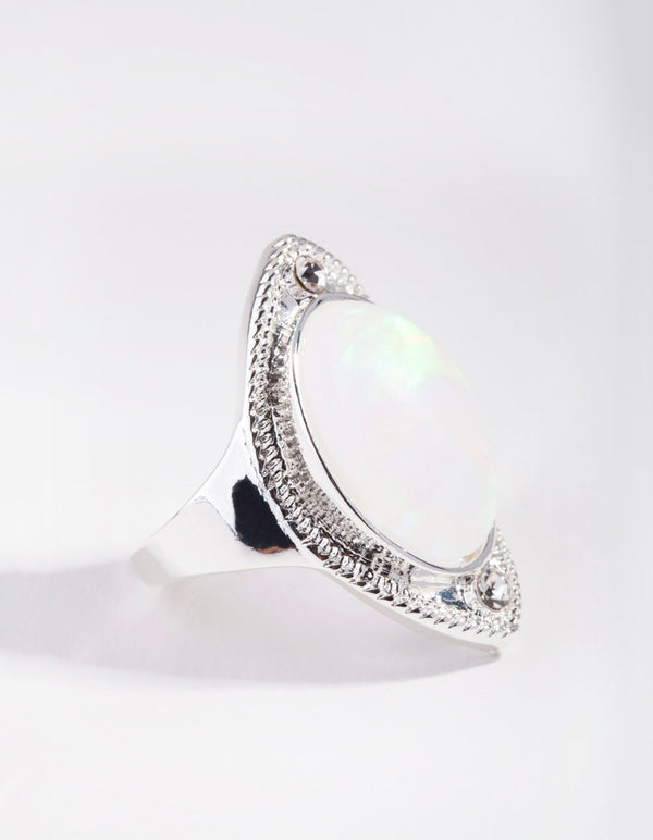 Silver Moonstone Shield Ring