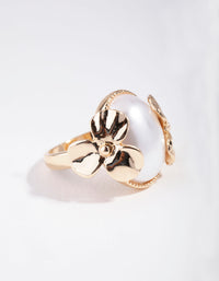 Gold Pearly Flower Ring - link has visual effect only
