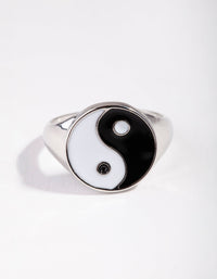 Rhodium Yin & Yang Signet Ring - link has visual effect only