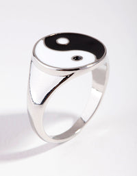 Rhodium Yin & Yang Signet Ring - link has visual effect only