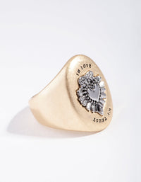 Matte Gold In Love Heart Ring - link has visual effect only