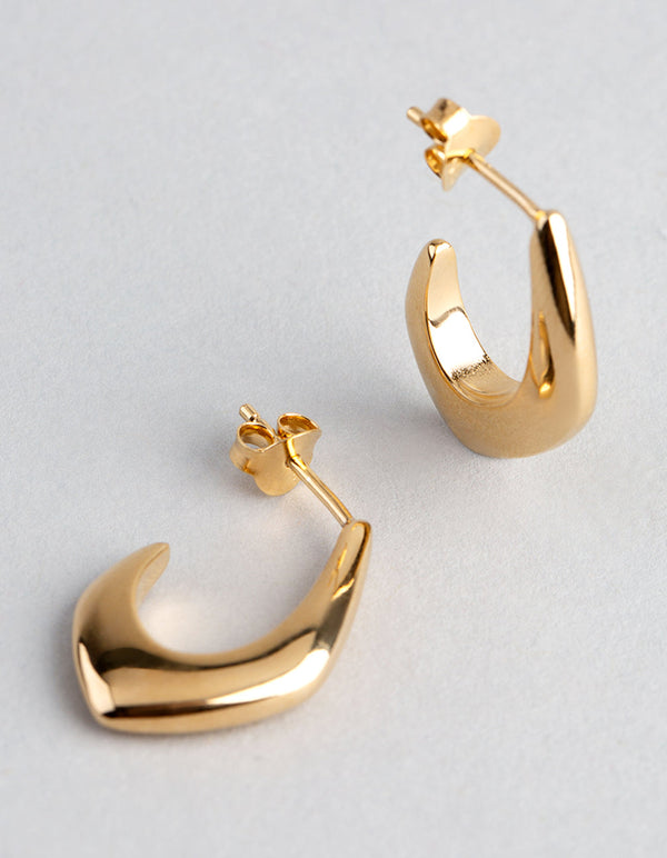 Gold Plated Sterling Silver Small Geo Open Hoop Earrings
