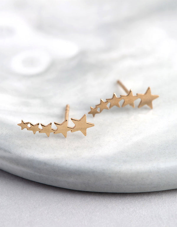 9ct Gold Graduated Star Stud Earrings