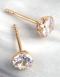 9ct Gold 5mm Round Cubic Zirconia Stud Earrings - link has visual effect only