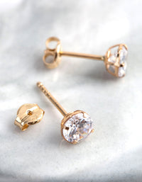 9ct Gold 5mm Round Cubic Zirconia Stud Earrings - link has visual effect only