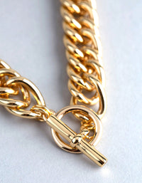 18ct Gold Plated Brass Statement Chain Link T&O Necklace - link has visual effect only