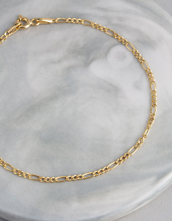 9ct Gold Figaro Chain Bracelet
