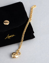 Gold Plated Sterling Silver Heart Padlock Hidden Clasp Bracelet - link has visual effect only