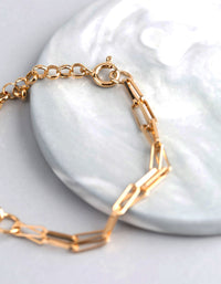 Gold Plated Sterling Silver Half & Half Chain Bracelet - link has visual effect only