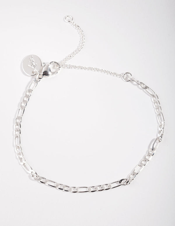Silver Plated Thin Figaro Chain Bracelet