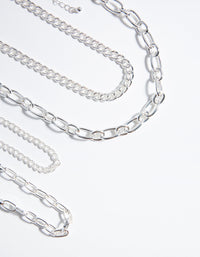 Silver Mixed Chain Choker 4-Pack - link has visual effect only