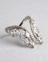 Rhodium Cubic Zirconia V Shape Ring - link has visual effect only