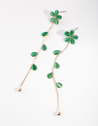 Gold & Teal Flower Vine Drop Earrings - link has visual effect only