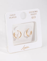 Gold Plated Sterling Silver Pearl Beaded Hoop Earrings - link has visual effect only
