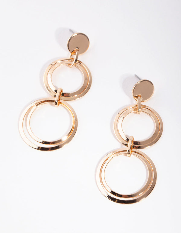 Gold Multi Cirlce Earrings