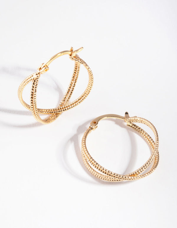 Gold Stipple Double Hoop Earrings