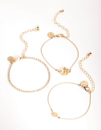 Gold Crystal Flower Bracelet Pack - link has visual effect only