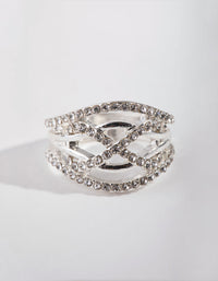Silver Crisscross Crystal Ring - link has visual effect only
