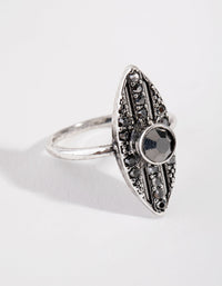 Antique Silver Jet Dome Ring - link has visual effect only