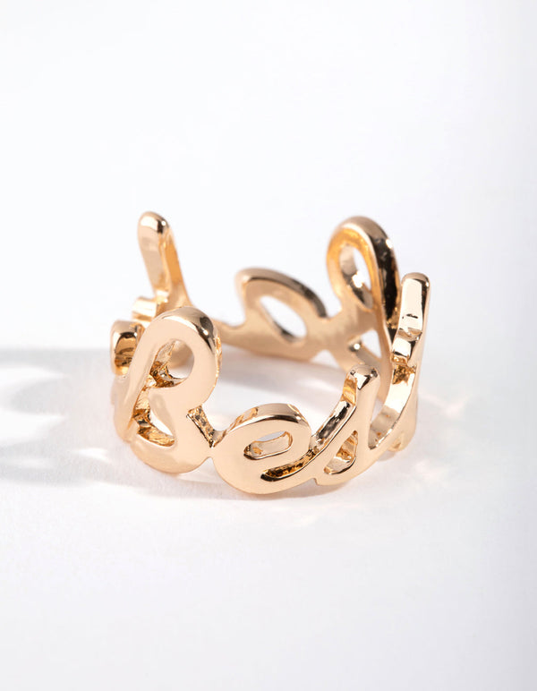 Gold Babe Word Ring