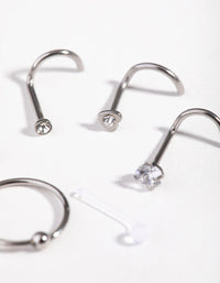 Surgical Steel Mixed Diamante Nose Stud & Ring 6-Pack - link has visual effect only