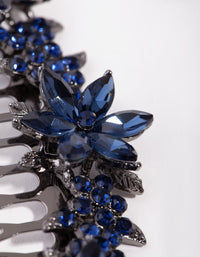 Gunmetal Simple Diamante Flower Comb - link has visual effect only