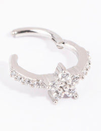 Rhodium Cubic Zirconia Flower Clicker - link has visual effect only