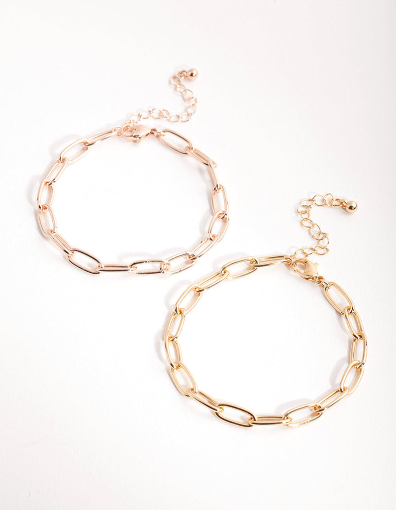Mixed Metals Wide Chain Bracelet Pack