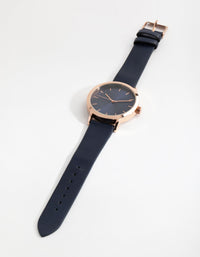 Navy Medium PU-Strap Watch - link has visual effect only