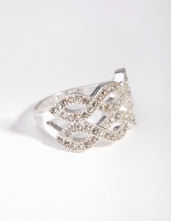 Silver Diamante Twisty Ring