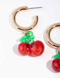 Gold Acrylic Cherry Hoop Earrings - link has visual effect only
