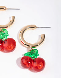 Gold Acrylic Cherry Hoop Earrings - link has visual effect only