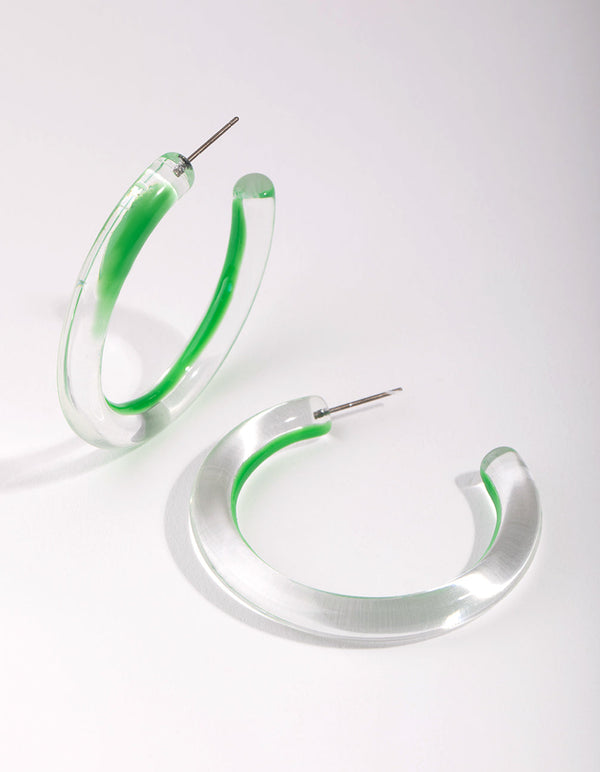 Acrylic Bright Green Hoop Earrings