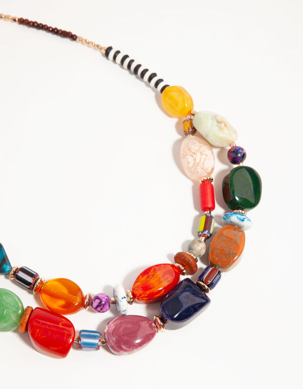 Swirl Mixed Colour Stone Necklace
