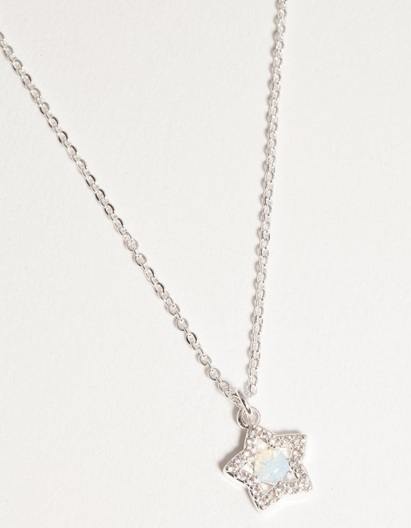 Silver Plated Diamante Star Necklace