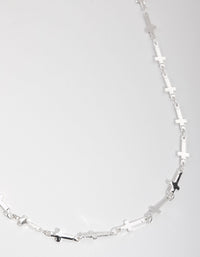 Silver Plated Cross Station Necklace - link has visual effect only