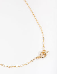 Gold Plated Thin Chain T&O Bar Necklace - link has visual effect only