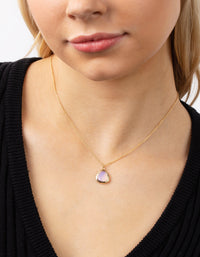 Gold Plated Round Semi Precious Pendant Necklace - link has visual effect only