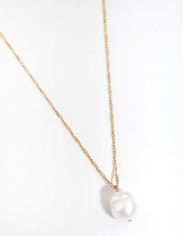 Gold Plated Single Freshwater Pearl Necklace