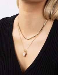 Gold Plated Large Freshwater Pearl Necklace - link has visual effect only