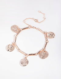 Rose Gold Plated Large Coin Bracelet - link has visual effect only