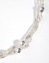 Silver Plated Double Row Chain & Ball Bracelet - link has visual effect only