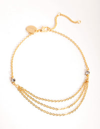 Gold Plated Multi Row Chain Bracelet - link has visual effect only
