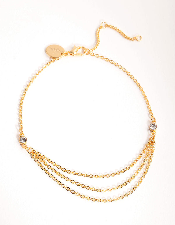 Gold Plated Multi Row Chain Bracelet