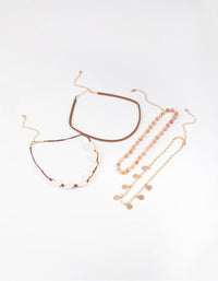 Gold Coin & Shell Choker 4-Pack - link has visual effect only
