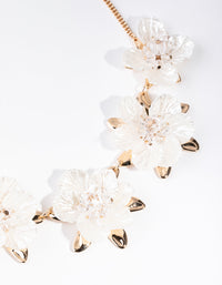 Gold Pearlised Flower Necklace - link has visual effect only