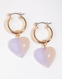 Gold Iridescent Heart Huggie Earrings - link has visual effect only