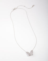 Rhodium Diamond Simulant Large Butterfly Necklace - link has visual effect only