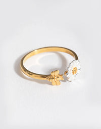 Gold Plated Sterling Silver Daisy Bee Open Ring - link has visual effect only