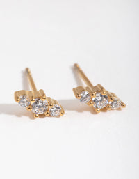 24 Carat Gold Plated Surgical Steel Cubic Zirconia Bar Stud Earrings - link has visual effect only